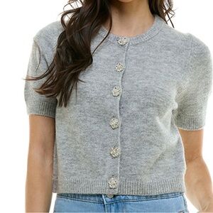 Luxe Short Sleeve Cardigan - Grey